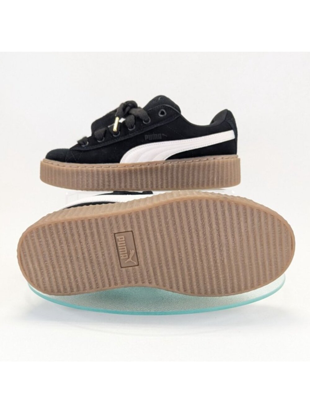 Puma x Rihanna Fenty Creeper Platform Shoes Womens 8.5 Black White Gum 399332-01 - Picture 3 of 12